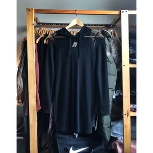 Black Mini Dress with Hood & Mesh Shoulders